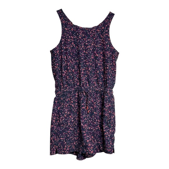 Athleta GIRL Other - Athleta Girl‎ Kids Romper Jumpsuit M 8-10 Purple Pink Floral Drawstring Pockets